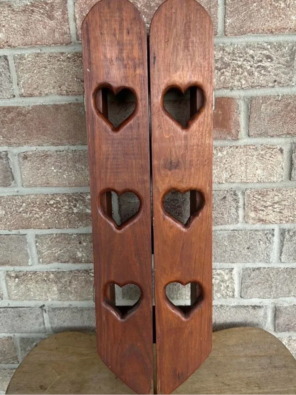 Vintage Handcrafted Wooden Heart Wall Decor - Brown